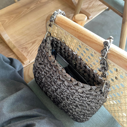 Ribbon Crochet Chain Bag Small Grey [BOOYAH.MADE] [現貨]