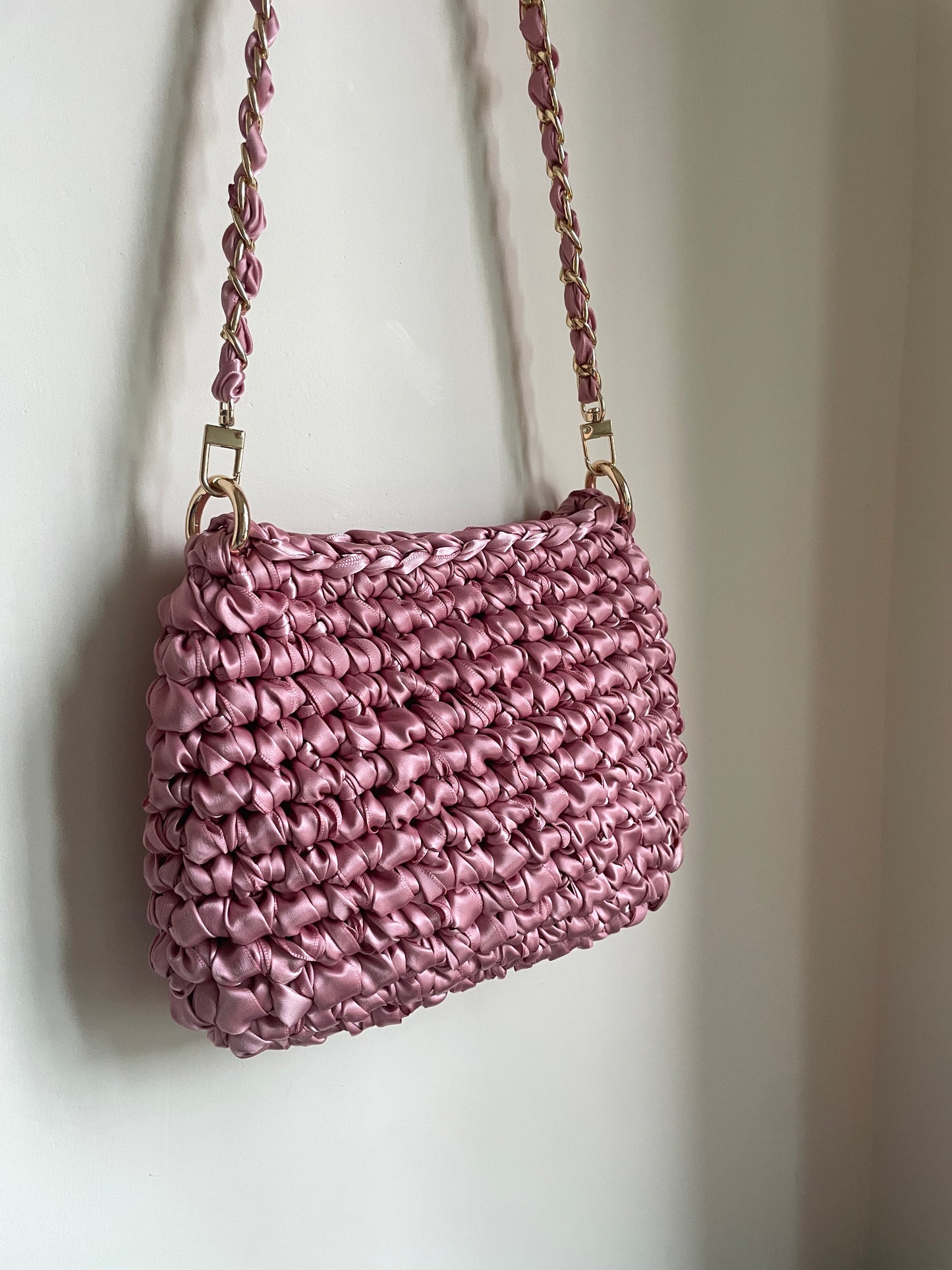 Ribbon Crochet Chain Bag Small Pink [BOOYAH.MADE] [現貨]