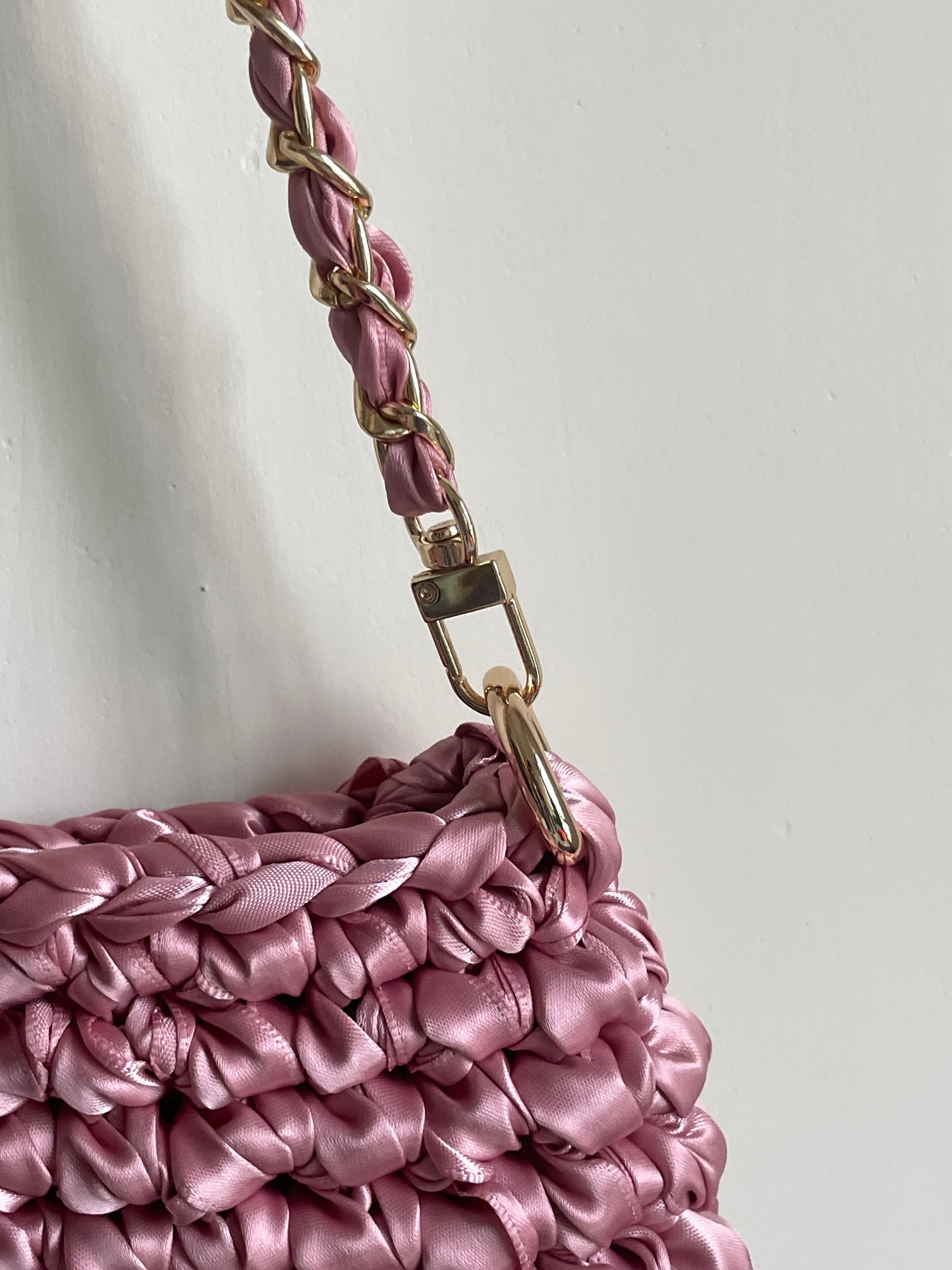 Ribbon Crochet Chain Bag Small Pink [BOOYAH.MADE] [現貨]