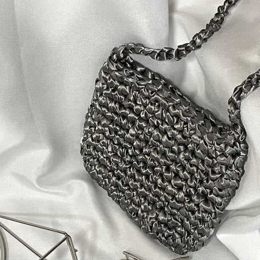 Ribbon Crochet Bag Small Grey [BOOYAH.MADE] [現貨]