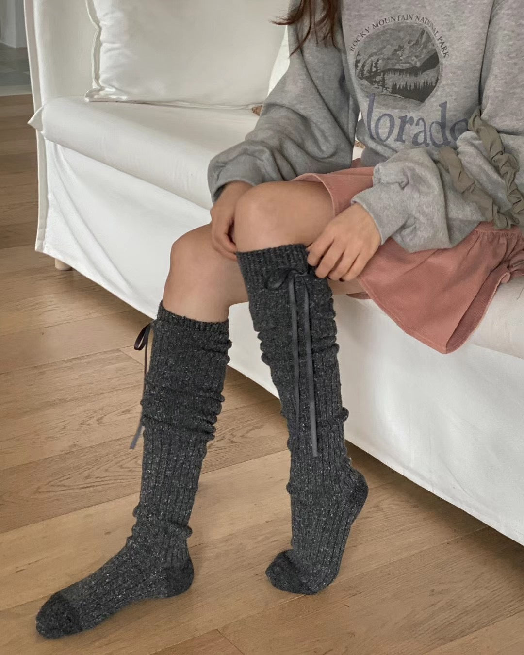 Wool Ribbon Knee Socks - 3 Colours [現貨]