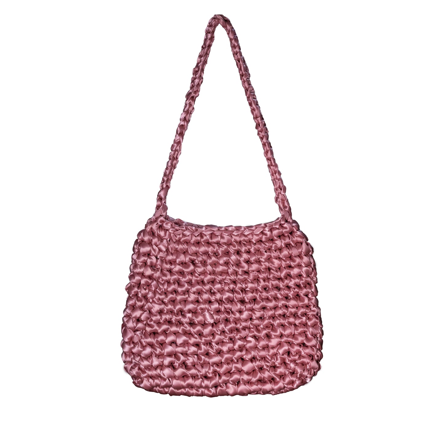 Ribbon Crochet Bag Medium Pink (Cream Ribbon) [BOOYAH.MADE] [現貨]