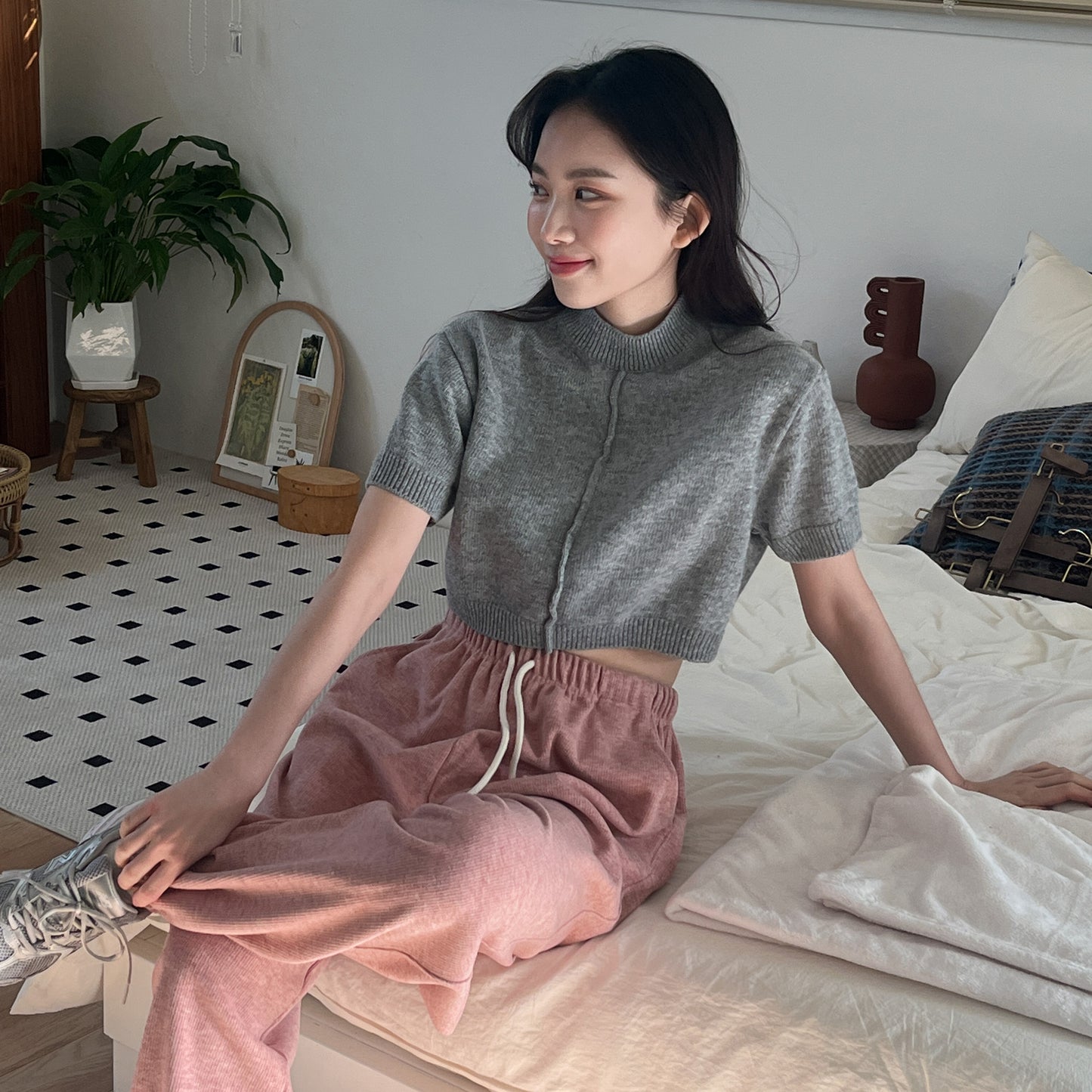 Pintuck Cropped Knit Top [現貨]