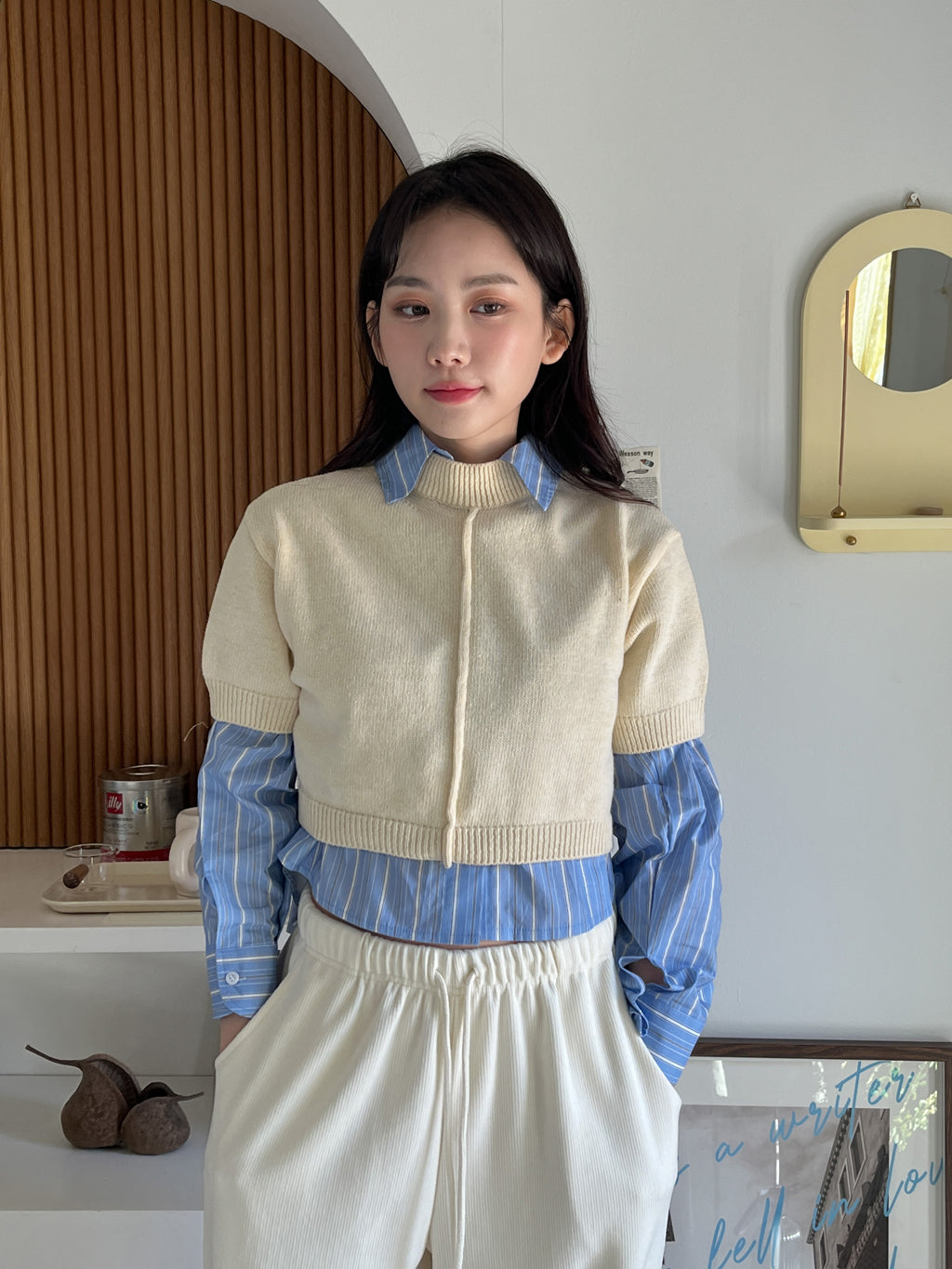 Pintuck Cropped Knit Top [現貨]