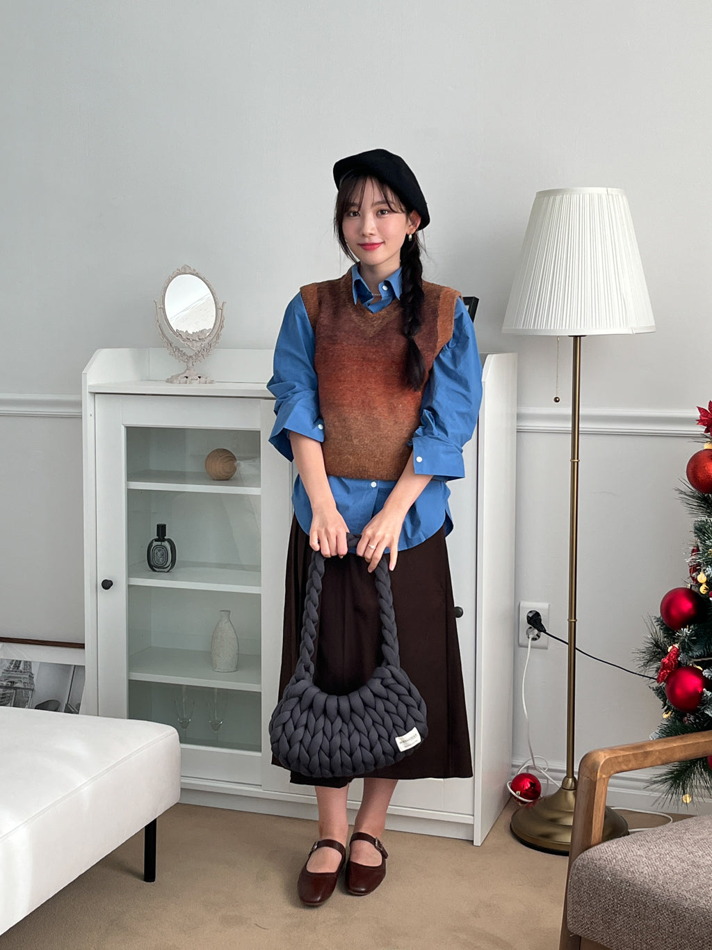 Round Shape Wool-blend Beret [現貨]