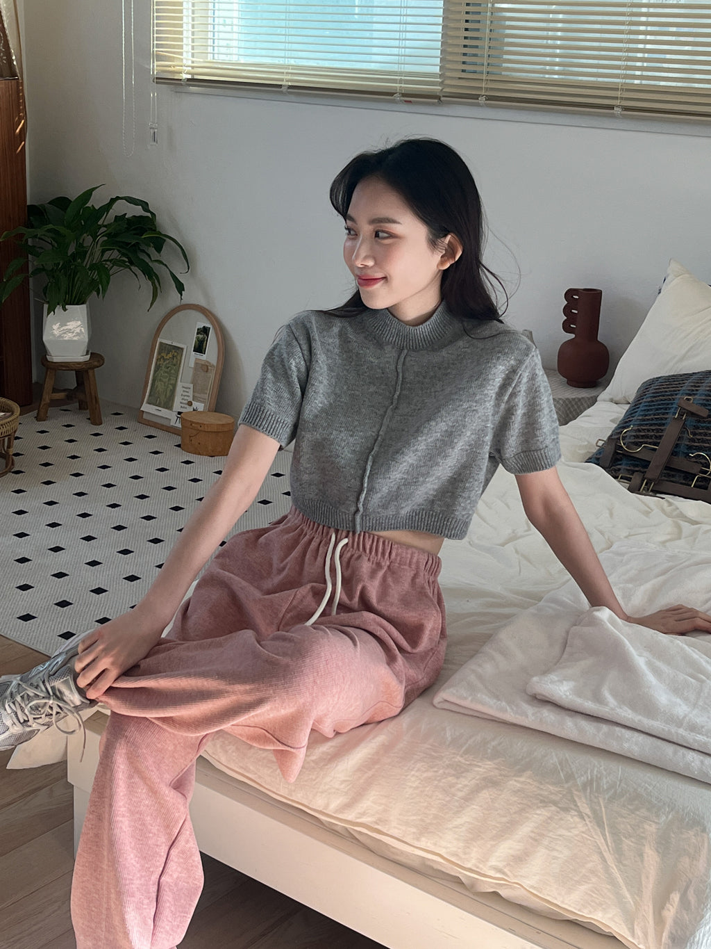 Pintuck Cropped Knit Top [現貨]