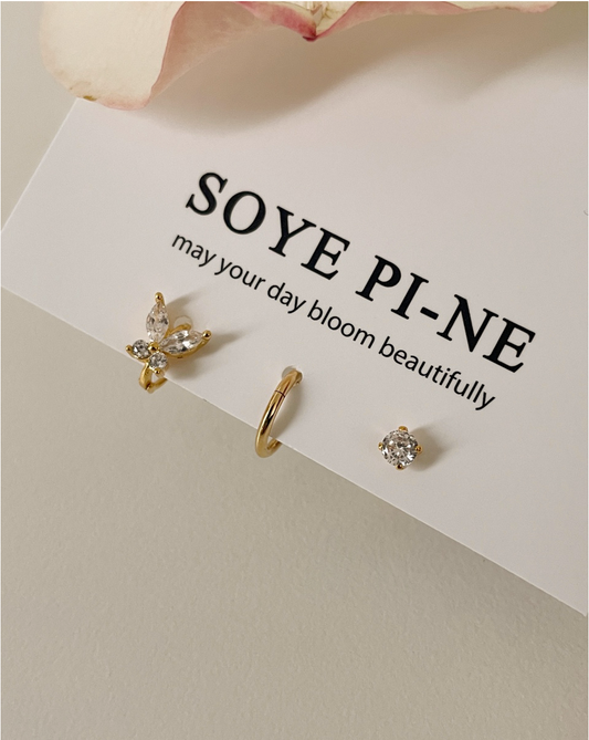 SOYE PI-NE | [SOYE MADE] Vanessa Cubic Earring Set (4pcs) [BOOYAH.LIVING]